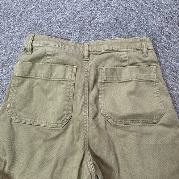 Quince Womens Organic Stretch Cotton Twill Wide-Leg Crop Pant, Olive Khaki Sz 26 - Picture 6 of 6